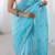 blue embellished beads and stones chiffon designer saree