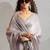 grey embellished beads and stones satin designer saree