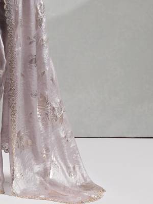 grey embellished beads and stones satin designer saree 5