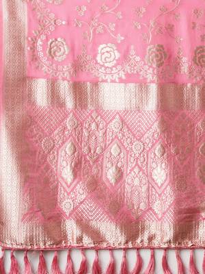 pink ethnic motifs zari georgette kanjeevaram saree 5