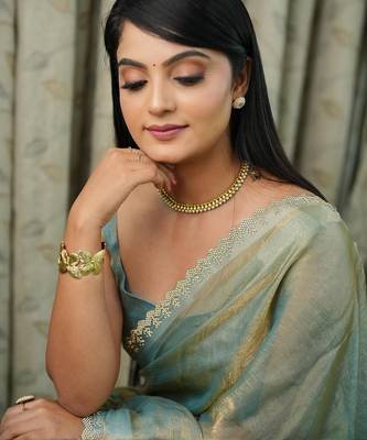 green chiffon embellished sarees 4