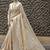 cream-coloured & gold-toned floral woven design zari banarasi silk blend saree