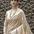 cream-coloured & gold-toned floral woven design zari banarasi silk blend saree