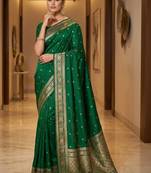 Green zari silk blend designer banarasi saree
