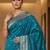 Teal zari silk blend designer banarasi saree
