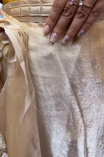 beige embellished floral ready to wear organza designer saree