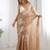 beige embellished floral sequinned organza saree