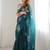 teal ethnic motifs sequinned organza saree
