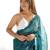 teal ethnic motifs sequinned organza saree