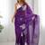 purple ethnic motifs sequinned organza saree