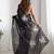 black embellished floral sequinned organza saree