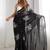black embellished floral sequinned organza saree