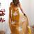 brown embellished sequinned organza saree