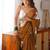brown embellished sequinned organza saree