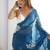 blue floral sequinned organza saree with blouse blouse piece