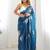 blue floral sequinned organza saree with blouse blouse piece