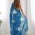 blue floral sequinned organza saree with blouse blouse piece