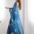 blue floral sequinned organza saree with blouse blouse piece