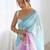 blue women embellished sequinned chiffon saree