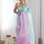 blue women embellished sequinned chiffon saree
