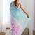 blue women embellished sequinned chiffon saree