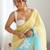 yellow women embellished sequinned chiffon saree