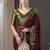 burgundy & green ethnic motifs woven design zari georgette kanjeevaram saree