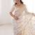 off white embellished embroidered satin heavy work saree