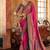 Pink ethnic motifs silk blend banarasi saree