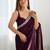 magenta women embellished embroidered satin saree