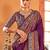 purple ethnic motifs printed banarasi silk blend saree