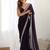 violet solid sequinned satin saree