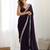 violet solid sequinned satin saree