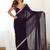 violet solid sequinned satin saree