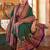 green ethnic motifs banarasi silk blend saree