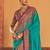 blue floral printed banarasi silk blend saree