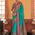 blue floral printed banarasi silk blend saree