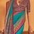 blue floral printed banarasi silk blend saree