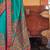 blue floral printed banarasi silk blend saree