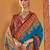 blue women ethnic motifs banarasi silk blend saree