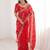 red embellished embroidered satin heavy work saree