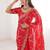 red embellished embroidered satin heavy work saree