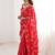 red embellished embroidered satin heavy work saree