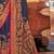 blue ethnic motifs printed banarasi silk blend saree