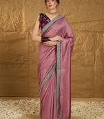 Mauve micro ditsy embroidered zari saree