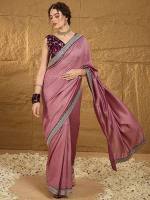 Mauve micro ditsy embroidered zari saree 2