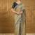 Olive ethnic motifs embroidered silk blend saree with matching blouse