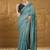 Teal embellished embroidered party wear saree