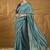 Teal embellished embroidered party wear saree