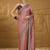 Peach ethnic motifs embroidered saree with blouse piece